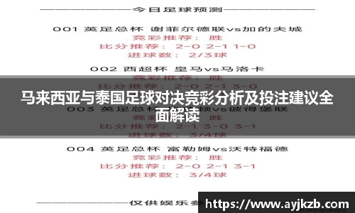马来西亚与泰国足球对决竞彩分析及投注建议全面解读
